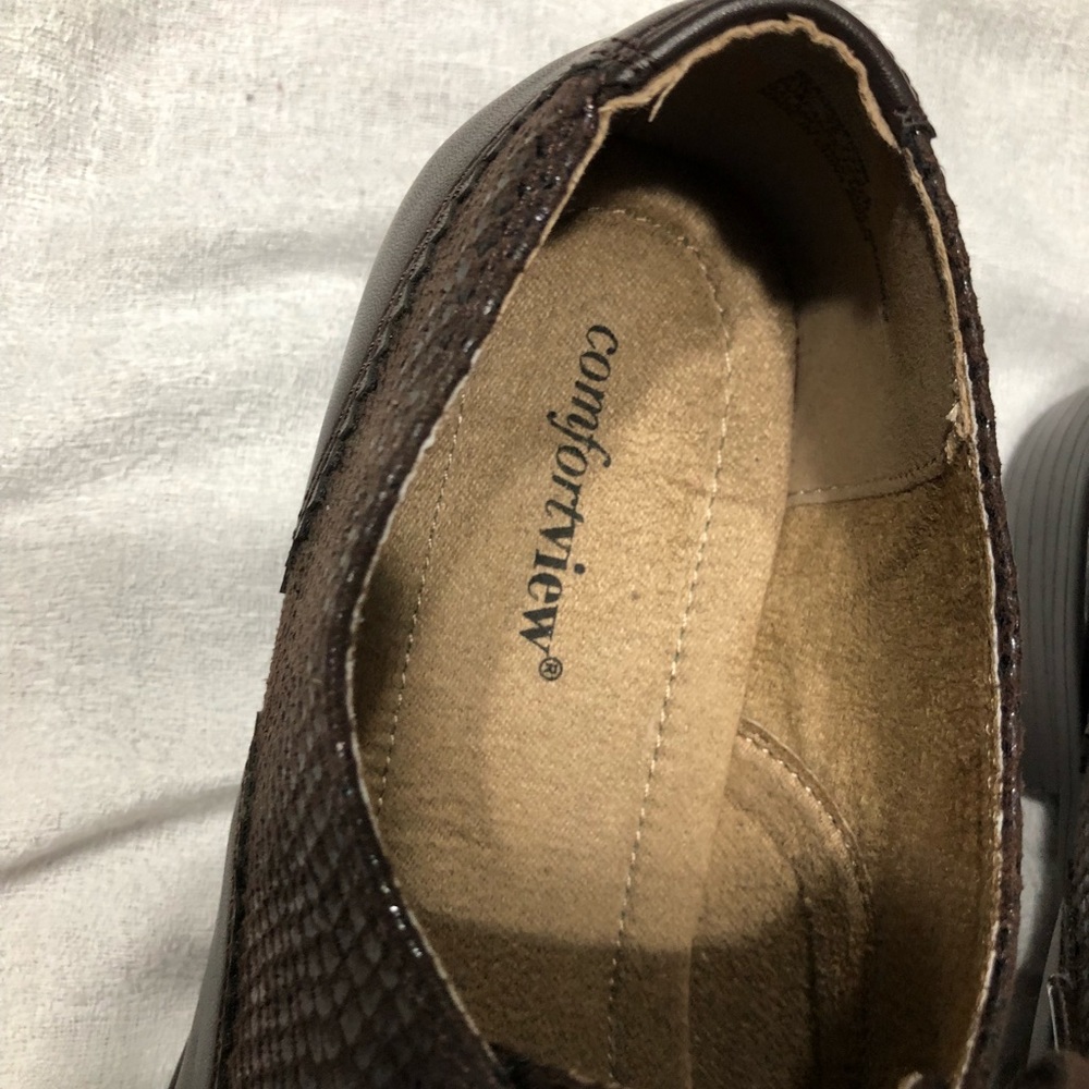 NWOT-Comfortview Snakeskin Wingtip Loafers Sz 8w - Picture 6 of 7